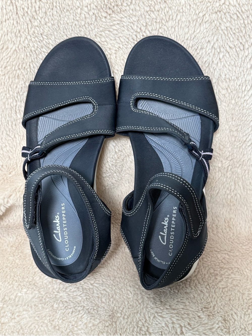 Clarks Women's Cloudsteppers Glide Hi Shore Navy Sandals Sz 8